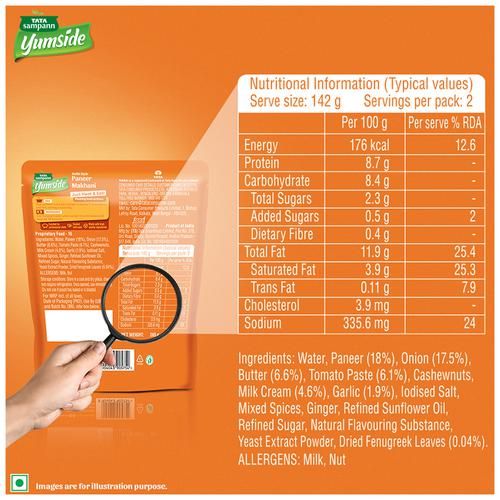 Tata Sampann Yumside Delhi Style Paneer Makhani - Ready To Eat Meal, 285 g-3.webp